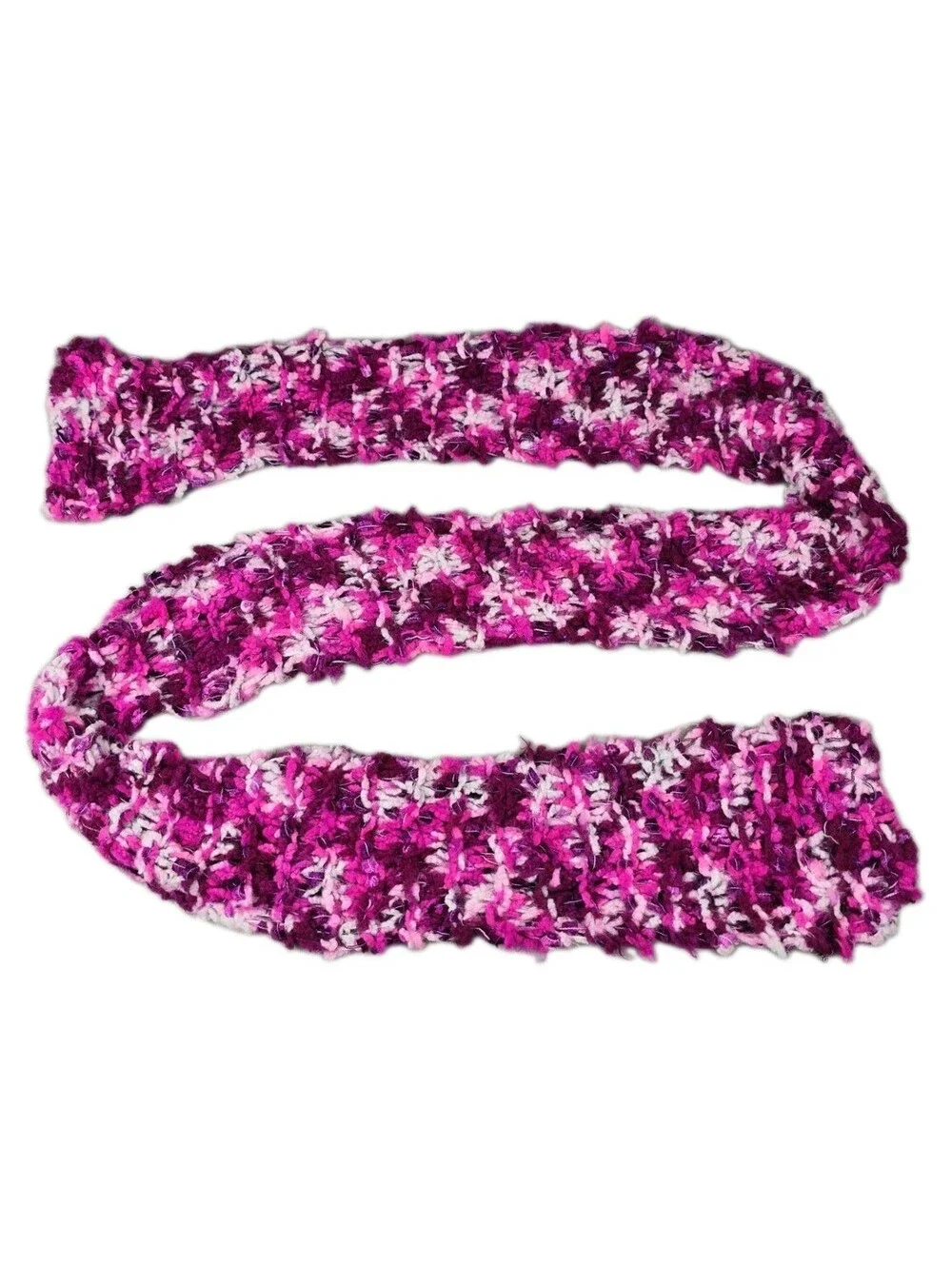 Handmade Pink Knit Multicolor Scarf Breast Cancer Awareness 68